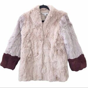 Heartloom Mari Fur Colorblock Coat Jacket NWT XS